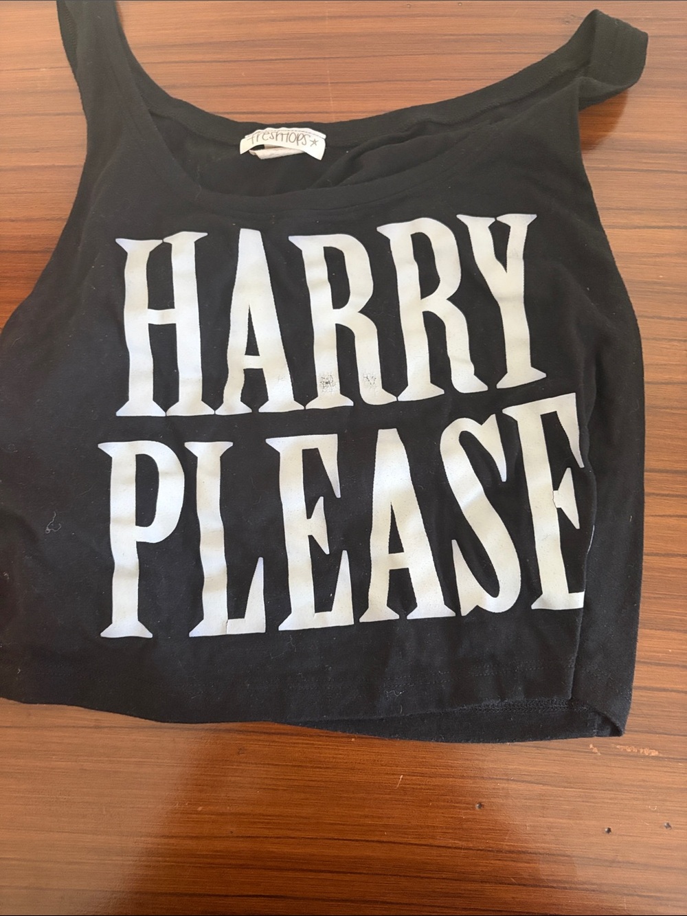 Fresh Tops Black 'Harry Please' Graphic Crop Tank Top - Kids